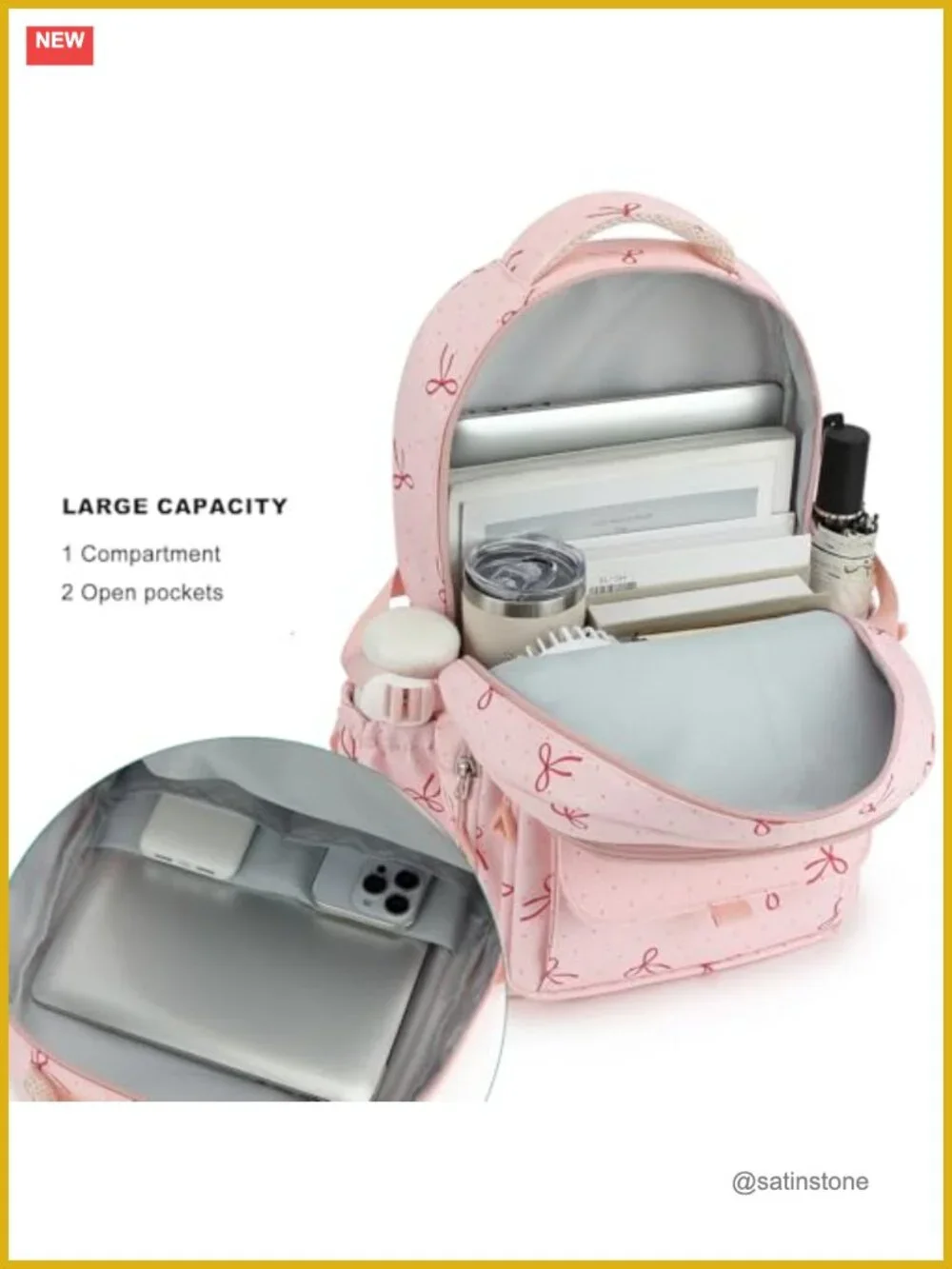 Waterproof Polyester Backpack with Padded Laptop Sleeve for School Travel
